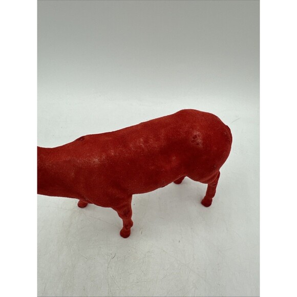 Vintage Red Flocked Reindeer Buck Deer Christmas Decor Plastic - Picture 5 of 16